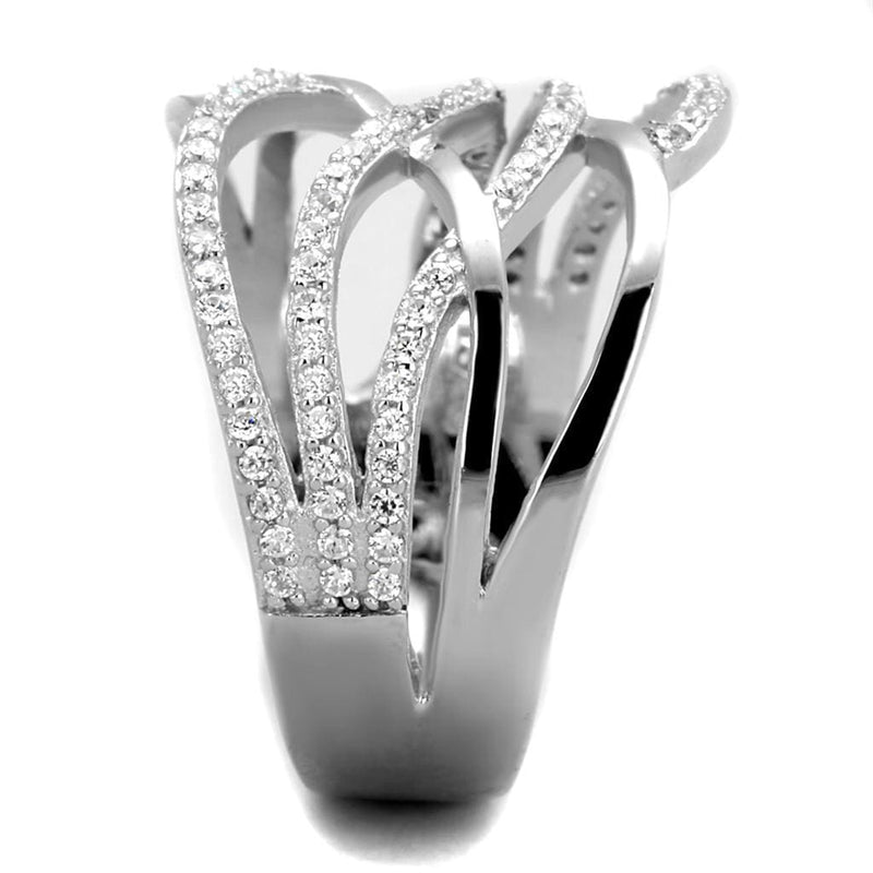 Silver Engagement Rings TS357 Rhodium 925 Sterling Silver Ring with CZ