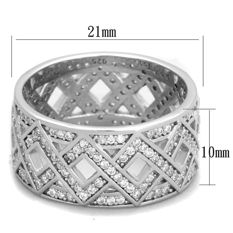 Silver Jewelry Rings Silver Engagement Rings TS372 Rhodium 925 Sterling Silver Ring with CZ Alamode Fashion Jewelry Outlet