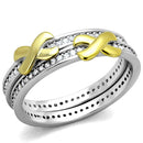 Silver Jewelry Rings Silver Engagement Rings TS374 Reverse Two-Tone 925 Sterling Silver Ring Alamode Fashion Jewelry Outlet