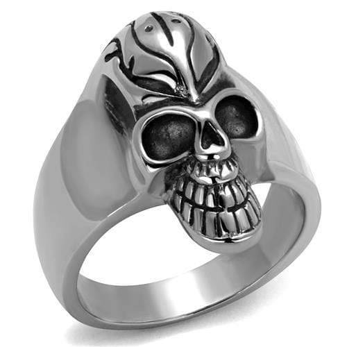 Silver Jewelry Rings Silver Ring For Men TK2324 Stainless Steel Ring with Epoxy in Jet Alamode Fashion Jewelry Outlet