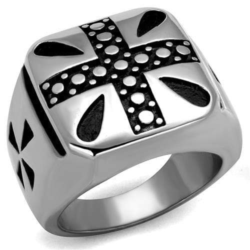 Silver Ring For Men TK2331 Stainless Steel Ring with Epoxy in Jet