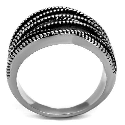 Silver Jewelry Rings Silver Ring For Men TK2335 Stainless Steel Ring with Epoxy in Jet Alamode Fashion Jewelry Outlet