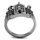 Silver Ring For Men TK2340 Stainless Steel Ring with Epoxy in Jet