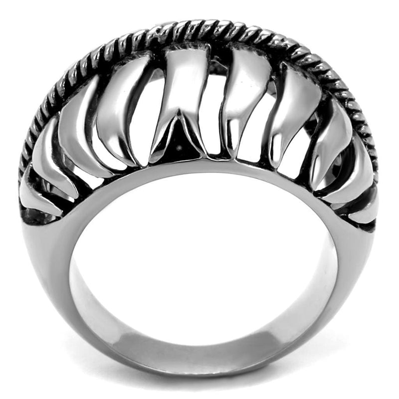 Silver Ring For Men TK2341 Stainless Steel Ring with Epoxy in Jet