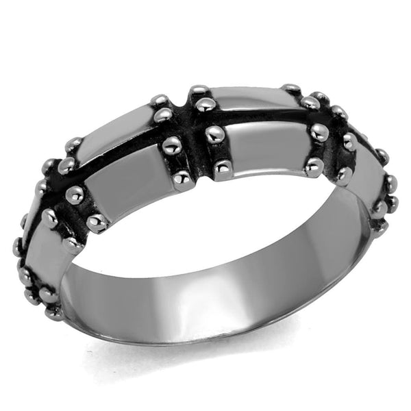 Silver Jewelry Rings Silver Ring For Men TK2342 Stainless Steel Ring with Epoxy in Jet Alamode Fashion Jewelry Outlet