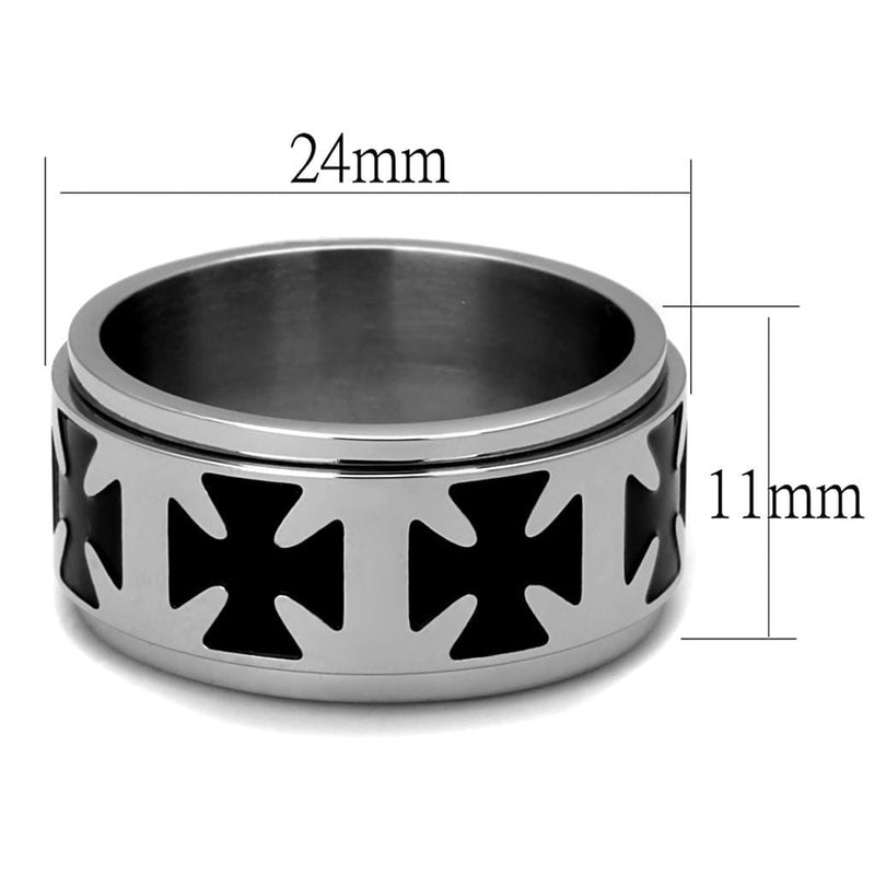 Silver Ring For Men TK2391 Stainless Steel Ring with Epoxy in Jet