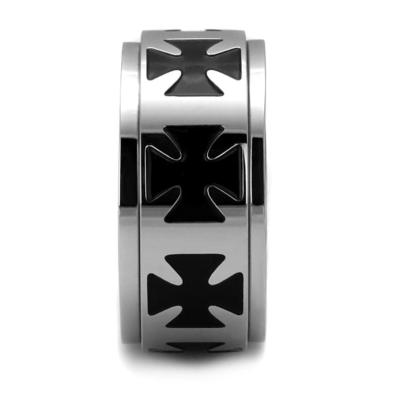 Silver Ring For Men TK2391 Stainless Steel Ring with Epoxy in Jet