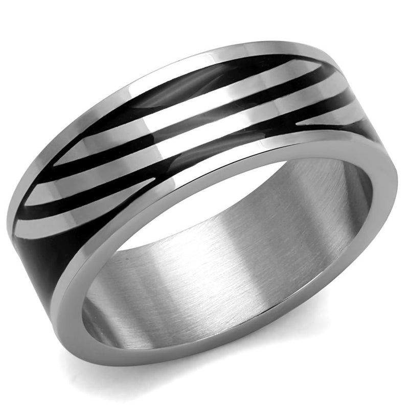 Silver Ring For Men TK2411 Stainless Steel Ring with Epoxy in Jet