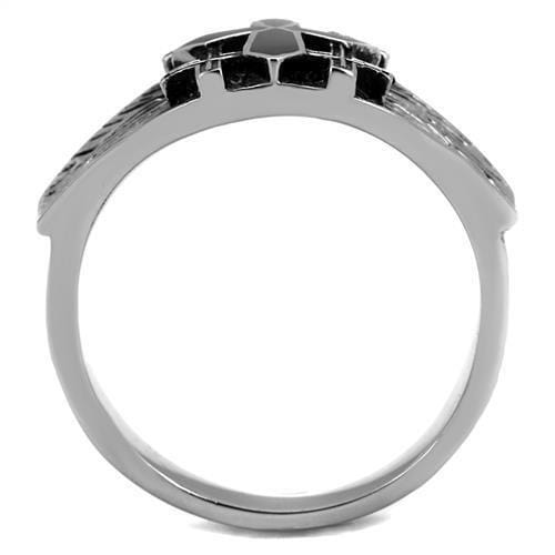 Silver Ring For Men TK2505 Stainless Steel Ring with Epoxy in Jet