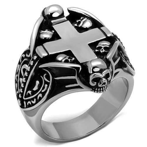 Silver Ring For Men TK2506 Stainless Steel Ring with Epoxy in Jet