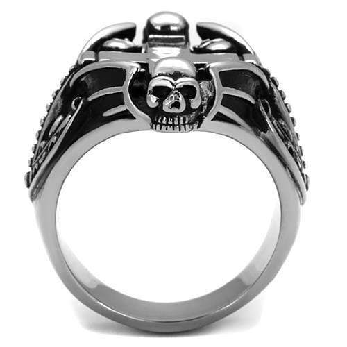 Silver Ring For Men TK2506 Stainless Steel Ring with Epoxy in Jet