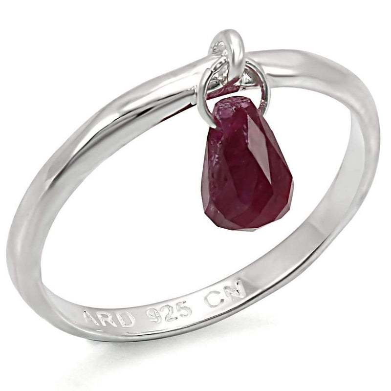 Silver Jewelry Rings Silver Ring Set LOS324 Silver 925 Sterling Silver Ring with Genuine Stone in Ruby Alamode Fashion Jewelry Outlet