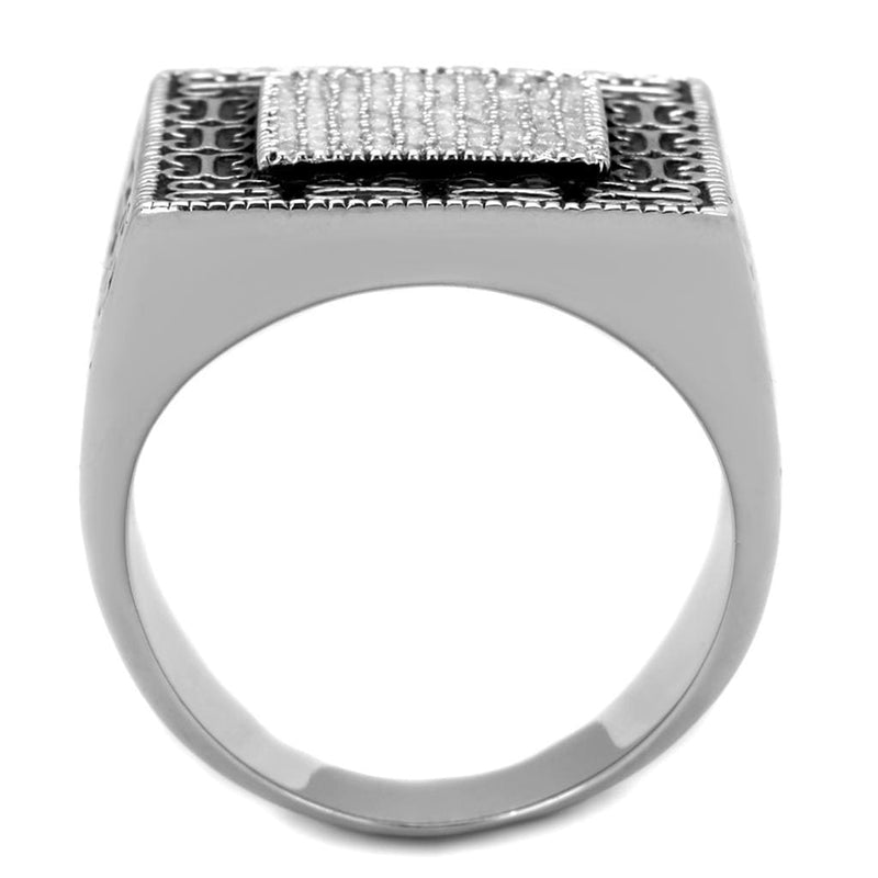 Silver Rings For Men TS221 Rhodium 925 Sterling Silver Ring with CZ