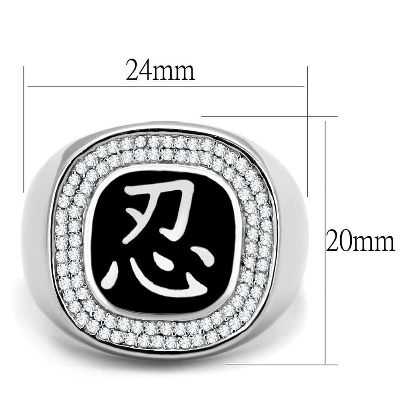 Silver Rings For Men TS225 Rhodium 925 Sterling Silver Ring with CZ