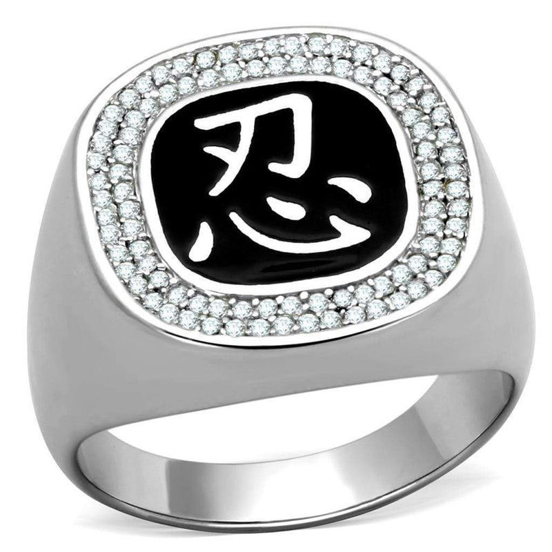 Silver Rings For Men TS225 Rhodium 925 Sterling Silver Ring with CZ