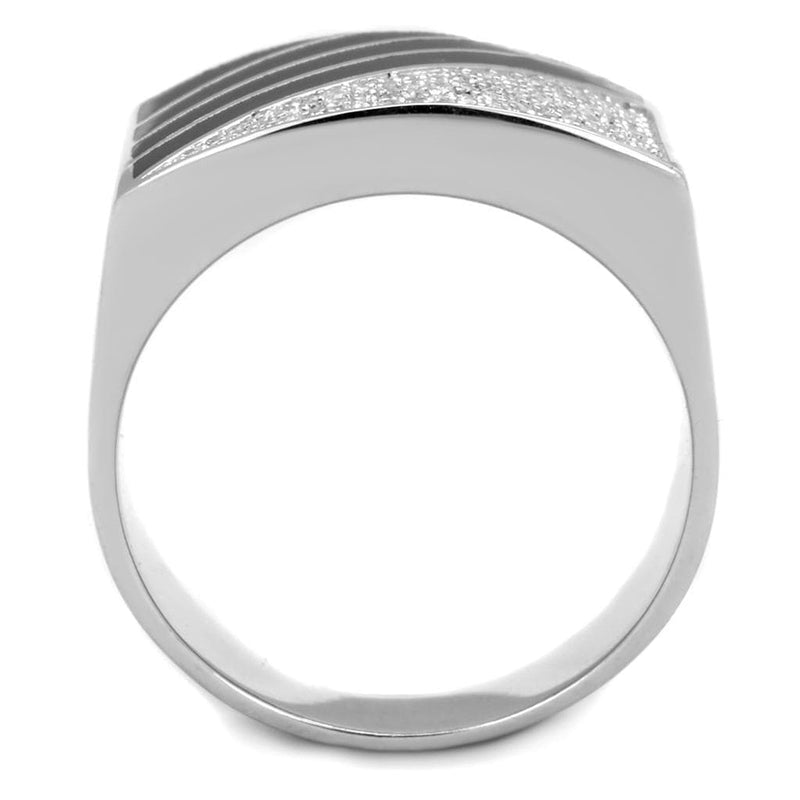 Silver Rings For Men TS227 Rhodium 925 Sterling Silver Ring with CZ