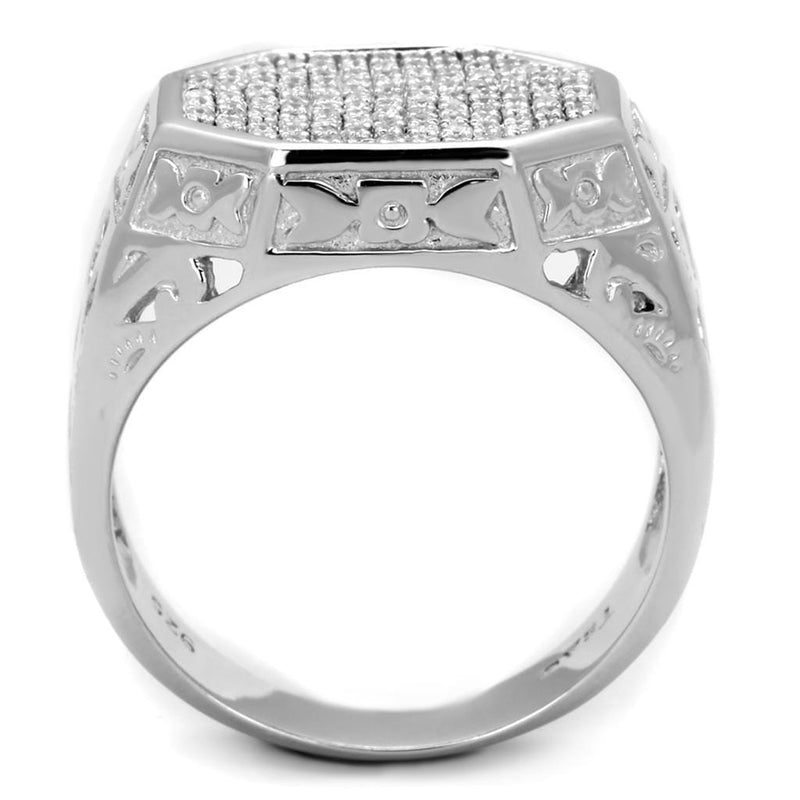 Silver Rings For Men TS229 Rhodium 925 Sterling Silver Ring with CZ