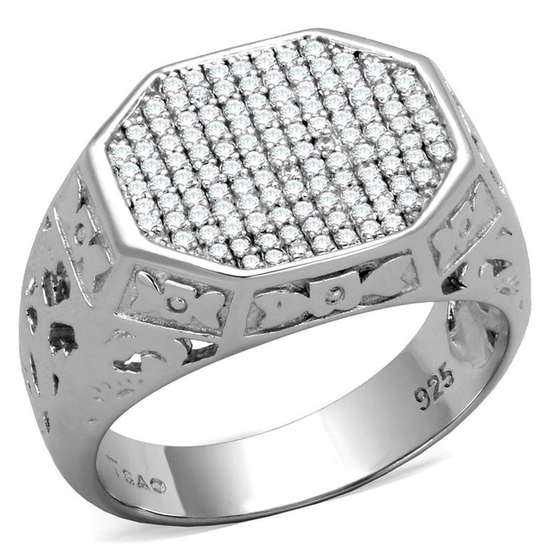 Silver Rings For Men TS229 Rhodium 925 Sterling Silver Ring with CZ