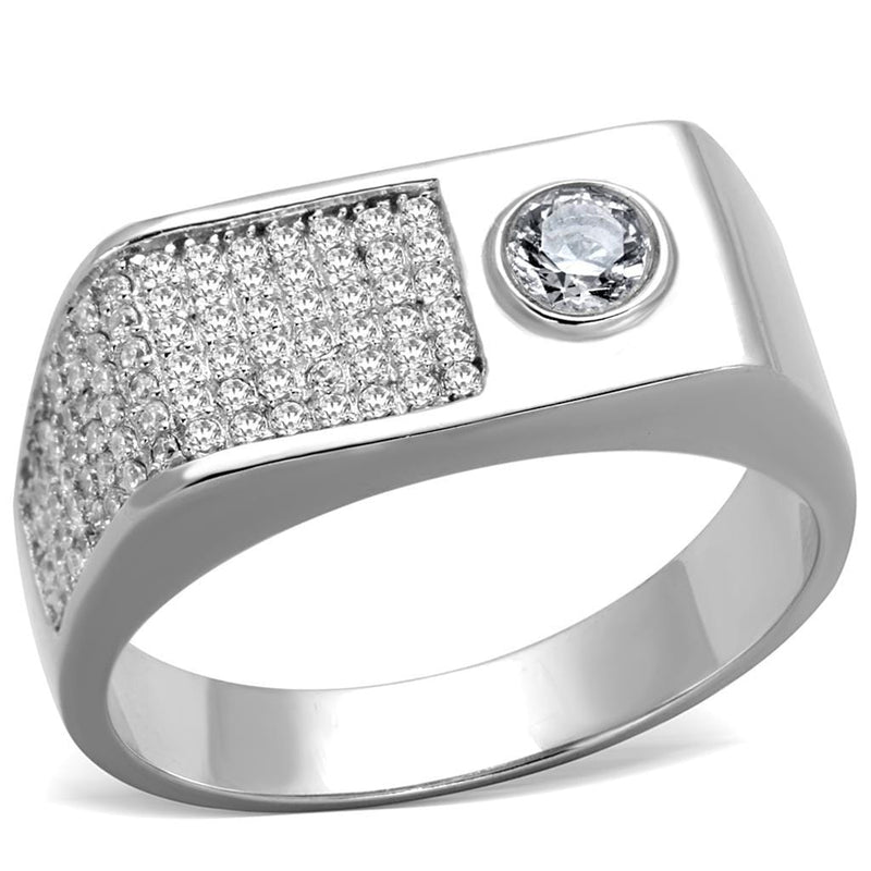 Silver Rings For Men TS239 Rhodium 925 Sterling Silver Ring with CZ