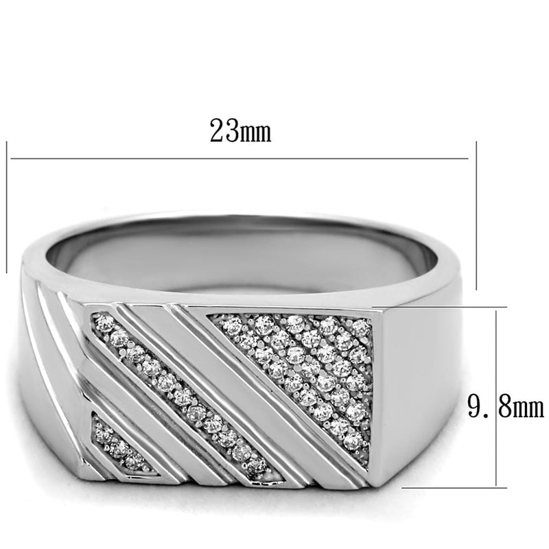 Silver Rings For Men TS240 Rhodium 925 Sterling Silver Ring with CZ