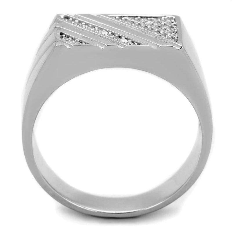 Silver Rings For Men TS240 Rhodium 925 Sterling Silver Ring with CZ