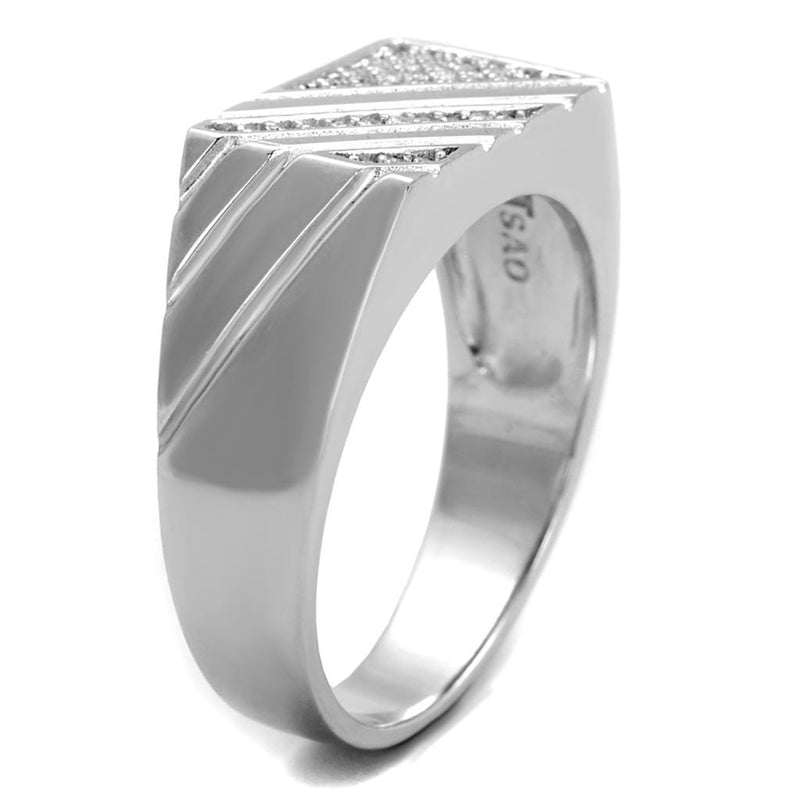 Silver Rings For Men TS240 Rhodium 925 Sterling Silver Ring with CZ