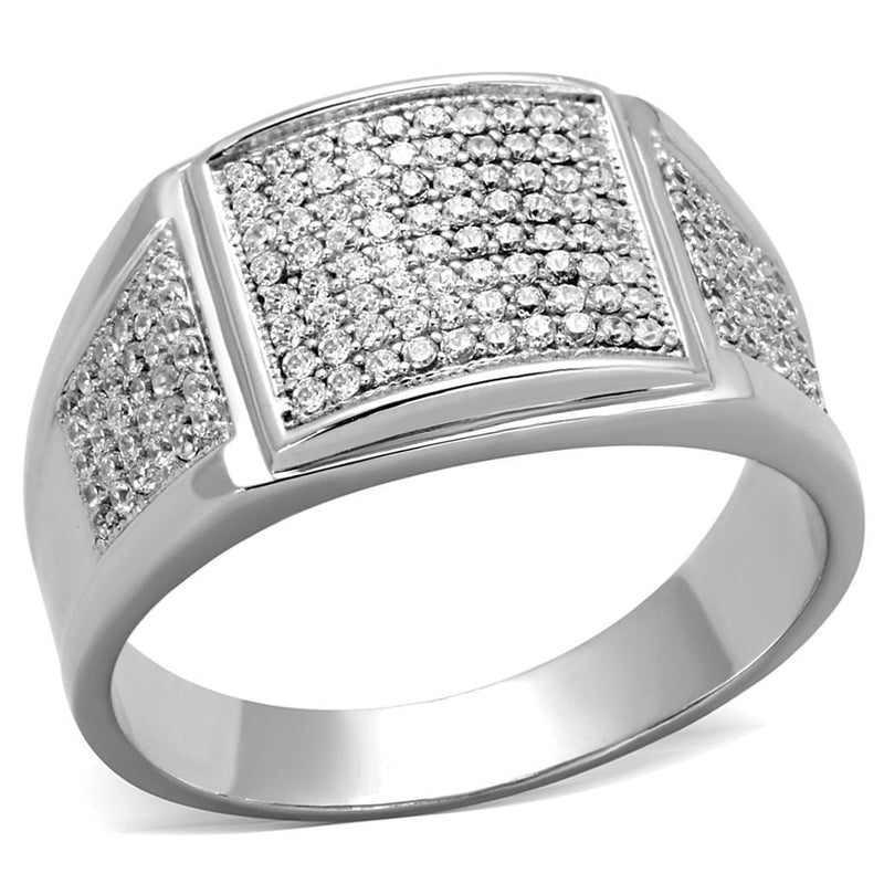 Silver Rings For Men TS241 Rhodium 925 Sterling Silver Ring with CZ