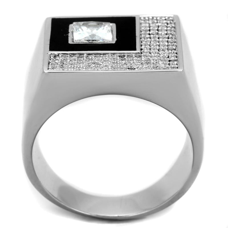 Silver Rings For Men TS242 Rhodium 925 Sterling Silver Ring with CZ