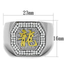 Silver Rings For Men TS246 Reverse Two-Tone 925 Sterling Silver Ring