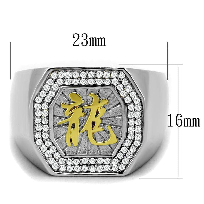 Silver Rings For Men TS246 Reverse Two-Tone 925 Sterling Silver Ring