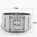 Silver Rings For Men TS386 Rhodium 925 Sterling Silver Ring with CZ