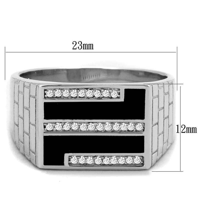 Silver Rings For Men TS387 Rhodium 925 Sterling Silver Ring with CZ