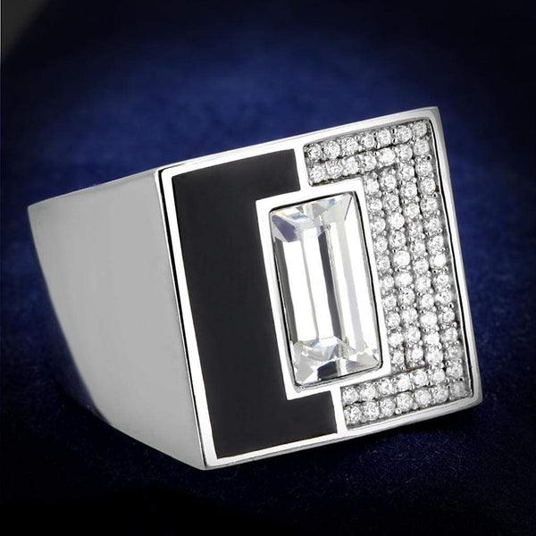 Silver Rings For Men TS388 Rhodium 925 Sterling Silver Ring with Crystal