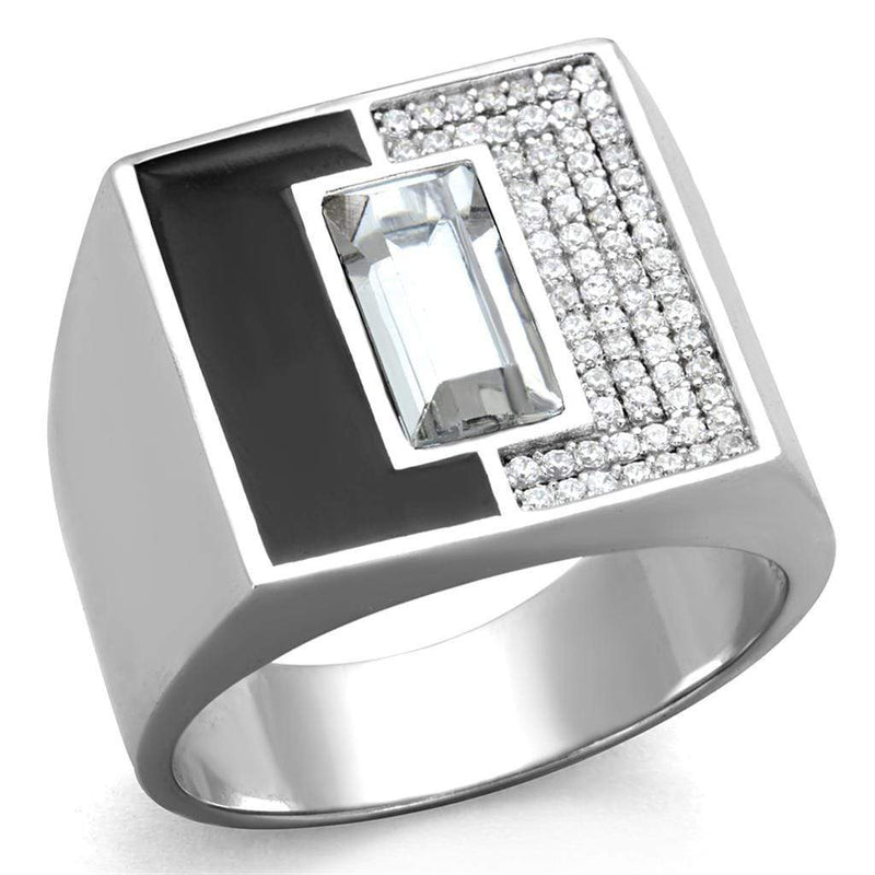 Silver Rings For Men TS388 Rhodium 925 Sterling Silver Ring with Crystal
