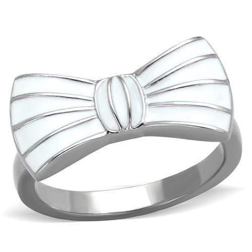 Silver Rings For Women TK2028 Stainless Steel Ring with Epoxy in White