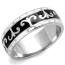 Silver Jewelry Rings Silver Rings For Women TK2154 Stainless Steel Ring with Epoxy in Jet Alamode Fashion Jewelry Outlet