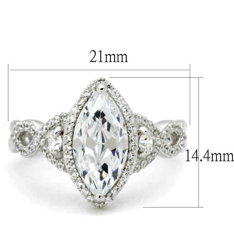 Silver Rings For Women TS457 Rhodium 925 Sterling Silver Ring with CZ