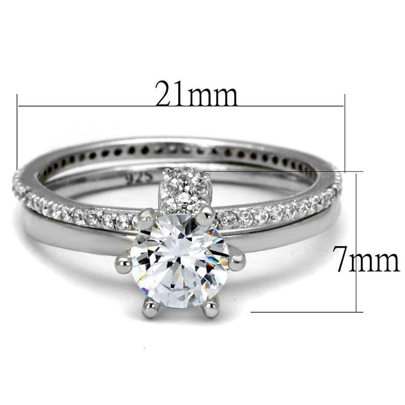 Silver Rings For Women TS464 Rhodium 925 Sterling Silver Ring with CZ