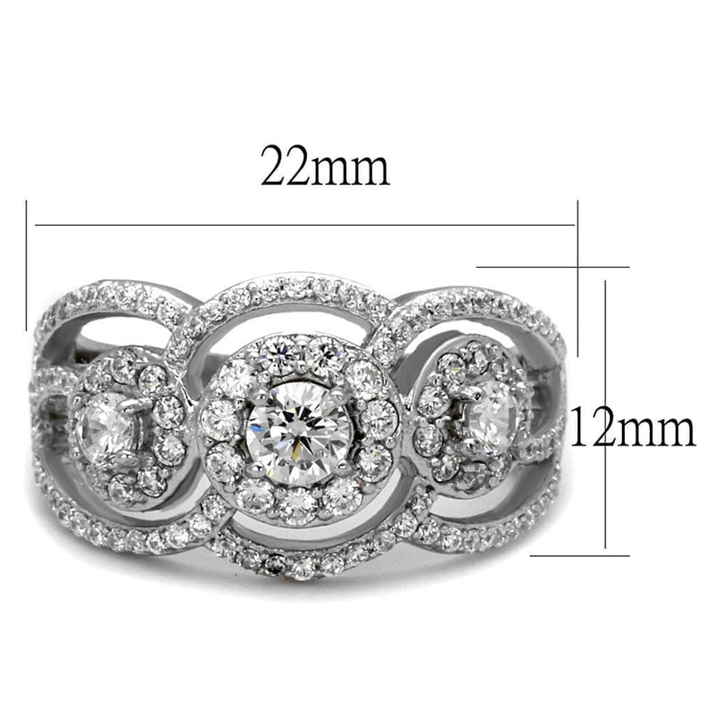 Silver Rings For Women TS468 Rhodium 925 Sterling Silver Ring with CZ