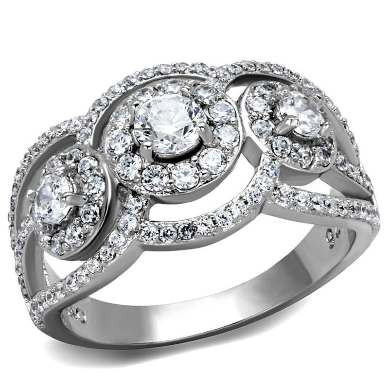 Silver Rings For Women TS468 Rhodium 925 Sterling Silver Ring with CZ