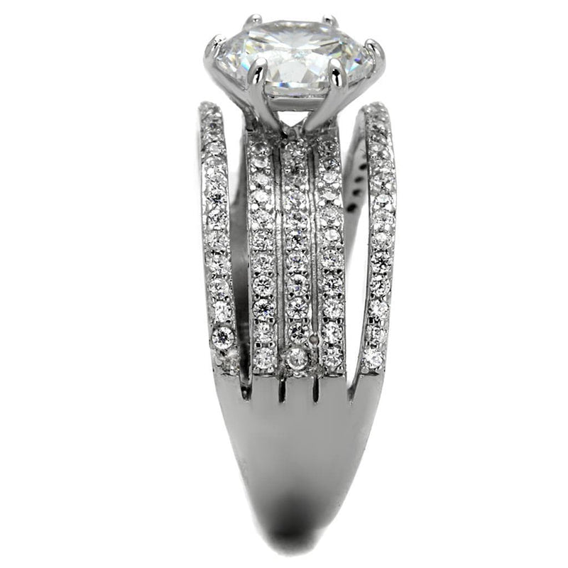 Silver Rings For Women TS473 Rhodium 925 Sterling Silver Ring with CZ