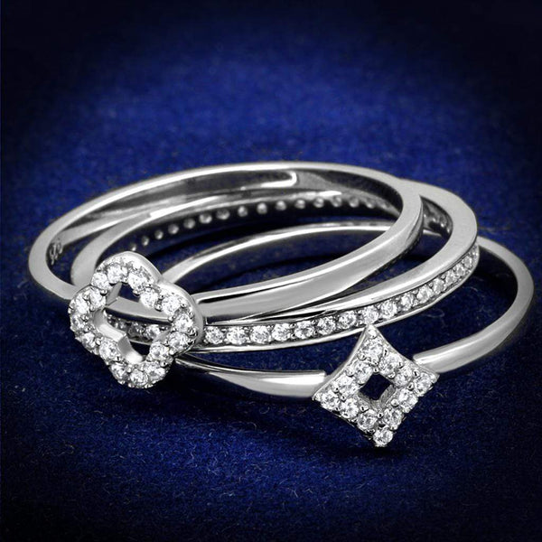 Silver Rings For Women TS491 Rhodium 925 Sterling Silver Ring with CZ