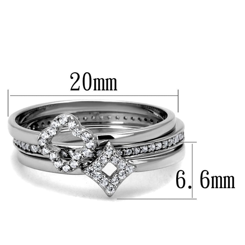 Silver Rings For Women TS491 Rhodium 925 Sterling Silver Ring with CZ