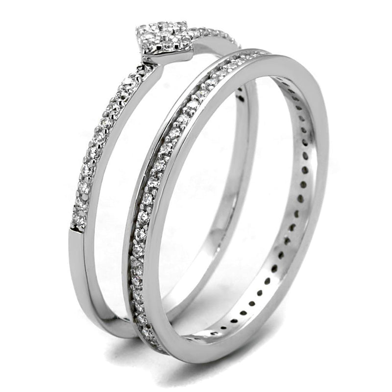 Silver Rings For Women TS498 Rhodium 925 Sterling Silver Ring with CZ