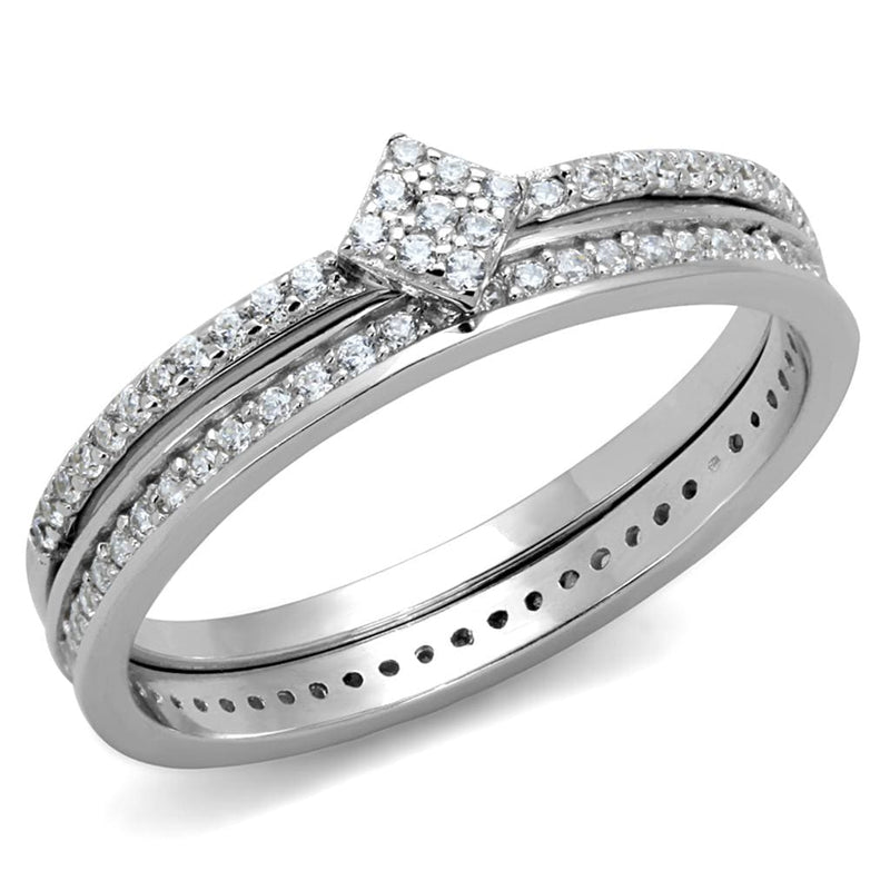 Silver Rings For Women TS498 Rhodium 925 Sterling Silver Ring with CZ