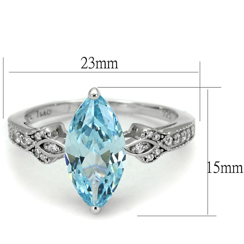 Silver Rings For Women TS502 Rhodium 925 Sterling Silver Ring with CZ