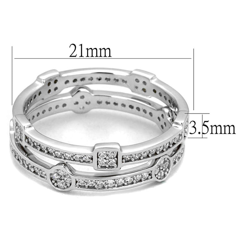 Silver Rings For Women TS503 Rhodium 925 Sterling Silver Ring with CZ