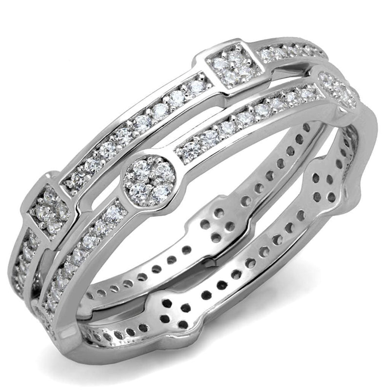 Silver Rings For Women TS503 Rhodium 925 Sterling Silver Ring with CZ