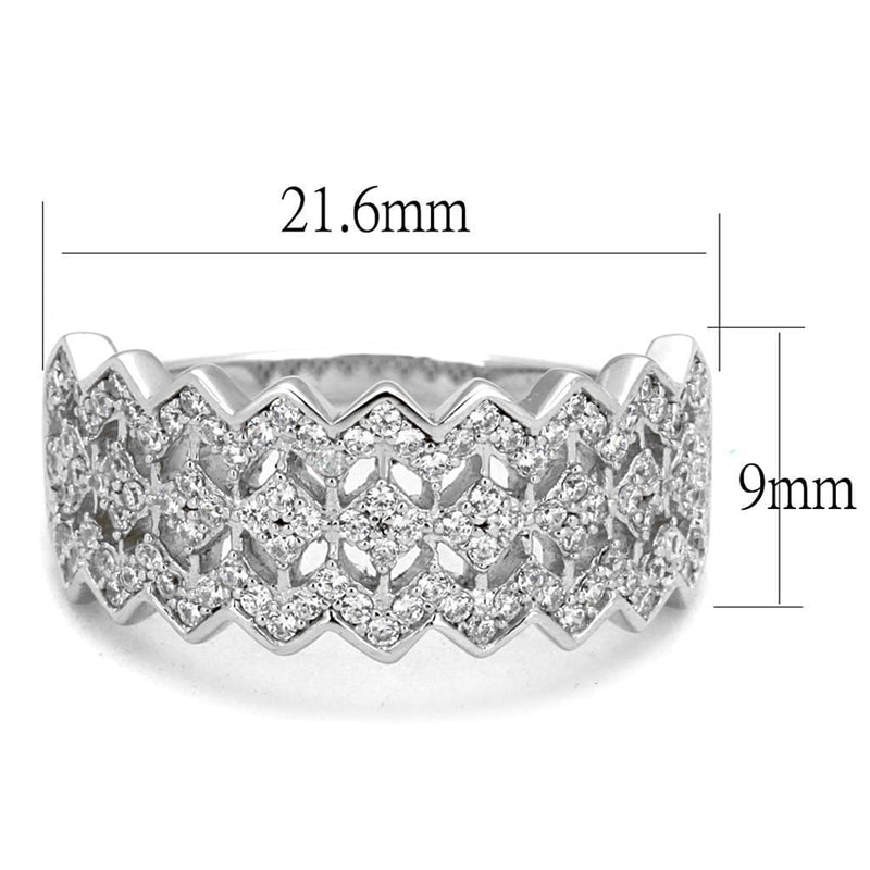 Silver Rings For Women TS517 Rhodium 925 Sterling Silver Ring with CZ