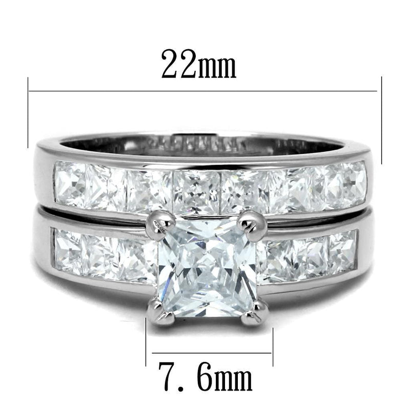 Silver Rings TS520 Rhodium 925 Sterling Silver Ring with AAA Grade CZ